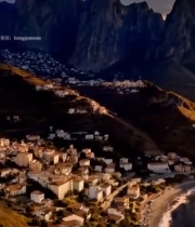  山海小镇夕阳全景5827#竖屏 	 