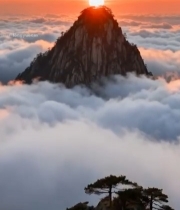  山峰云海日出景观(2)7687#竖屏 	 