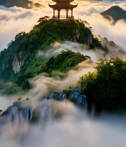  山顶古亭自然风光5473#竖屏 	 