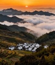  山村日出自然风光素材370#竖屏 	 