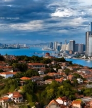  厦门城市与岛屿风光全景1265#竖屏 	 