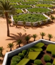  沙漠中的绿植种植区航拍7860#竖屏 	 