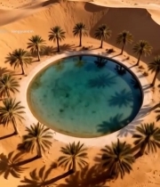  沙漠中的绿洲俯瞰景象5592#竖屏 	 