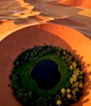  沙漠中的绿洲鸟瞰景象5187#竖屏 	 