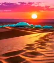  沙漠日落景观素材2747#竖屏 	 