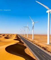  沙漠公路旁的风力发电机4751#竖屏 	 