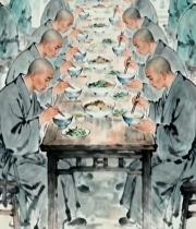  僧人群像用餐场景2052#竖屏 	 