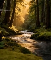  森林溪流阳光风景素材2039#竖屏 	 