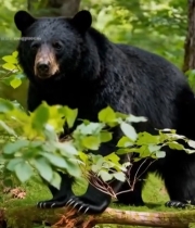  森林中的黑熊特写4111#竖屏 	 