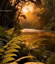  森林河流日出自然风光5234#竖屏 	 