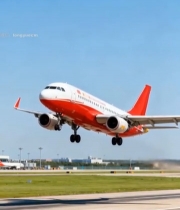  机场客机起飞瞬间5488#竖屏 	 