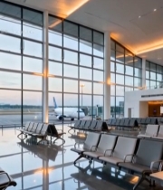  机场候机厅及停机坪飞机景观4717#竖屏 	 