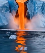  火山熔岩冲击冰川场景108#竖屏 	 