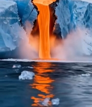  火山熔岩冲击冰川场景108#竖屏 	 