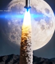  火箭升空与月球背景画面1500#竖屏 	 