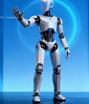  挥手的科技机器人素材7659#竖屏 	 