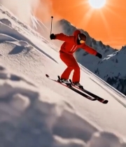  滑雪者雪山跳跃瞬间3343#竖屏 	 