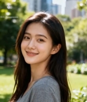  户外微笑女子特写6467#竖屏 	 