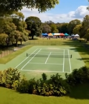  户外草地网球场及周边场景2313#竖屏 	 