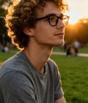  户外男子夕阳下肖像805#竖屏 	 