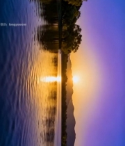  湖泊日落自然风光(1)5995#竖屏 	 