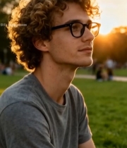  户外男子夕阳下肖像805#竖屏 	 