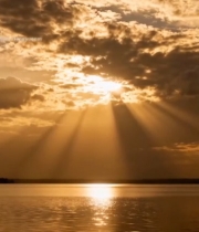  湖面夕阳天空风景2043#竖屏 	 