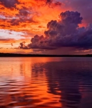  湖面绚丽晚霞自然风光1130#竖屏 	 