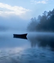  湖面小船自然风光5529#竖屏 	 