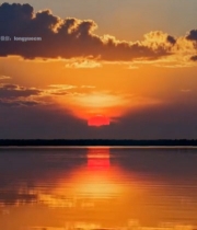  湖面夕阳自然风光957#竖屏 	 