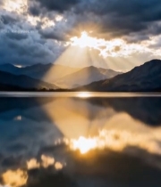  湖面日落山水风景2684#竖屏 	 