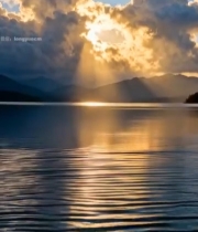  湖面日出自然风光(6)6078#竖屏 	 