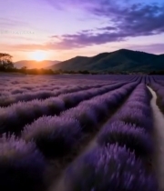  日落时分薰衣草田风景(2)7750#竖屏 	 
