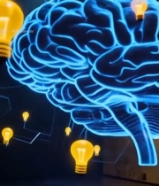  三维发光大脑与灯泡素材3431#竖屏 	 