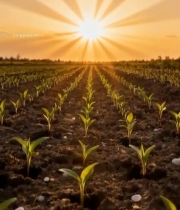  日出时分的农田作物景象363#竖屏 	 