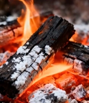  燃烧的木炭火焰特写7281#竖屏 	 