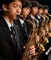  青少年演奏萨克斯画面2552#竖屏 	 