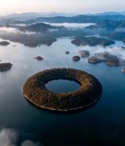  千岛湖岛屿航拍全景994#竖屏 	 