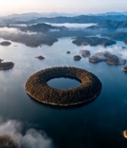  千岛湖岛屿航拍全景994#竖屏 	 