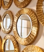  墙面装饰圆形镜子特写6646#竖屏 	 