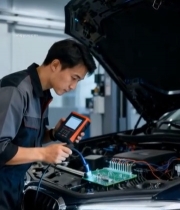  汽修工人检查汽车电路853#竖屏 	 