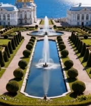  欧式宫殿园林海景俯瞰7378#竖屏 	 