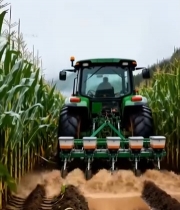  农田中拖拉机进行玉米种植作业3991#竖屏 	 