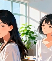  女孩在画室绘画场景4442#竖屏 	 