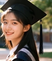  女毕业生户外学士服特写7472#竖屏 	 