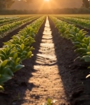  农田幼苗日出景象895#竖屏 	 