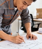  男性工程师绘图场景2434#竖屏 	 