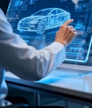  男士操作透明屏展示虚拟汽车7404#竖屏 	 