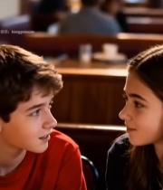  男孩女孩餐厅对视4017#竖屏 	 