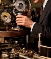  男士操作老式仪器特写(1)7506#竖屏 	 